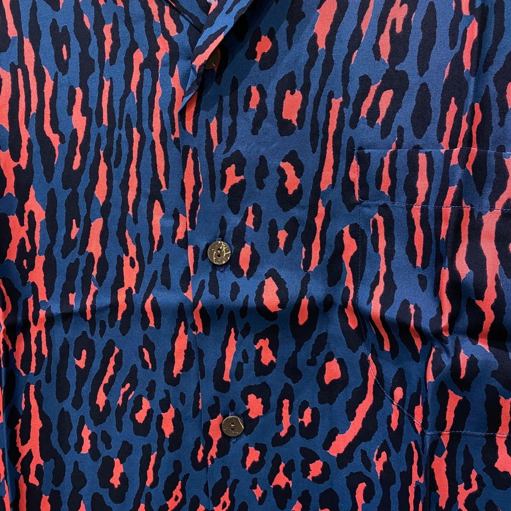 豹紋夏威夷襯衫 短袖 #藍色 [24FWE-WMS-HI01]