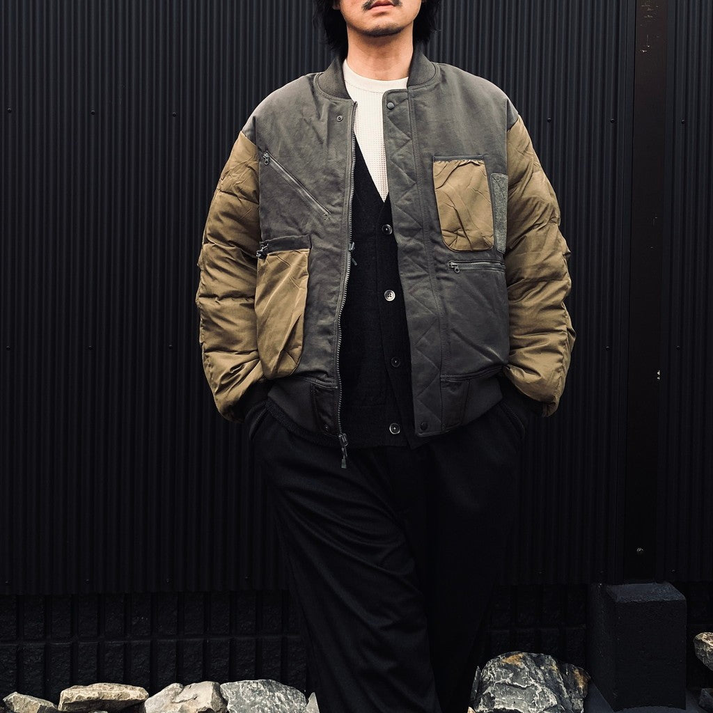 TECH REVERSIBLE MA-1 DOWN JACKET #CHARCOAL x OLIVE [BW-40026W]