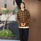 PENDLETON | WOOL OMBRE CHECK OPEN COLLAR SHIRT L/S ( TYPE-2 ) #LT-BROWN [26FW-WMS-PE02]