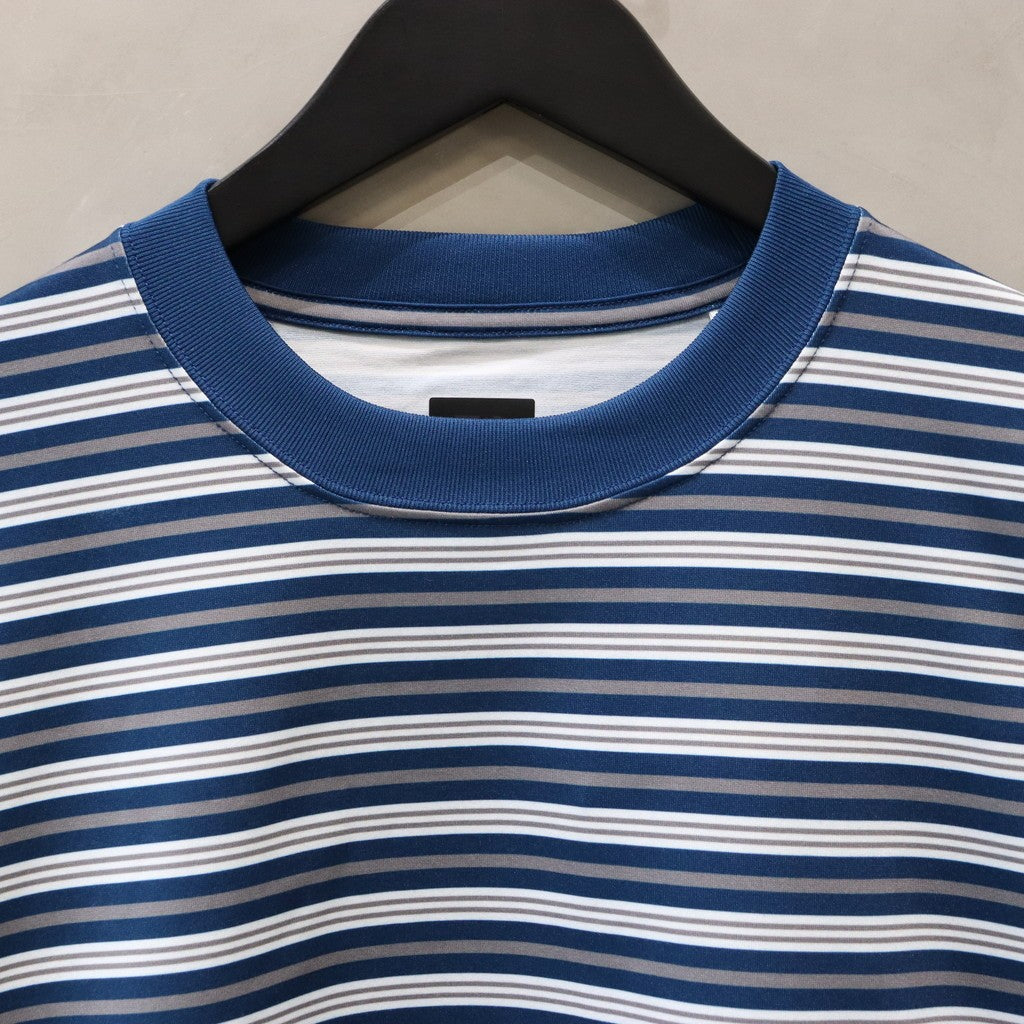 TECH DRAWSTRING MULTI BORDER L/S TEE #NAVY/GRAY [BE-34024]