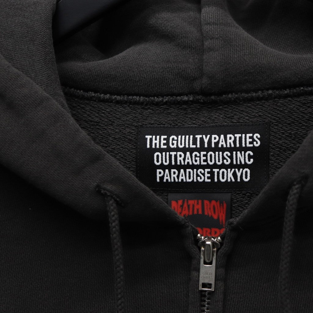 DEATH ROW RECORDS | WASHED MIDDLE WEIGHT FULL ZIP HOODED SWEAT SHIRT #GRAY [DEATHROW-WM-SS01]