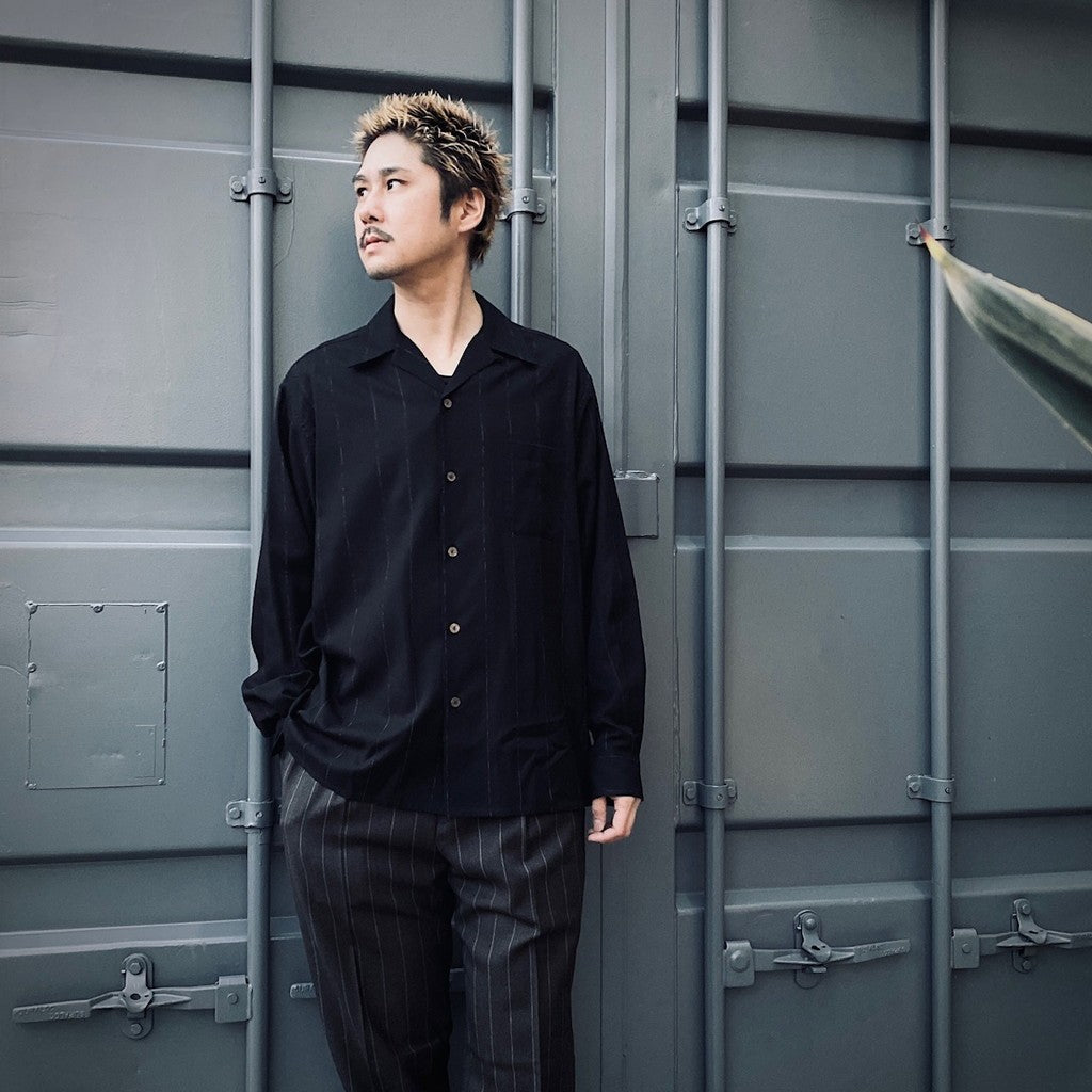 KASURI OPEN COLLAR SHIRT L/S #BLACK [25SSE-WMS-OC03]