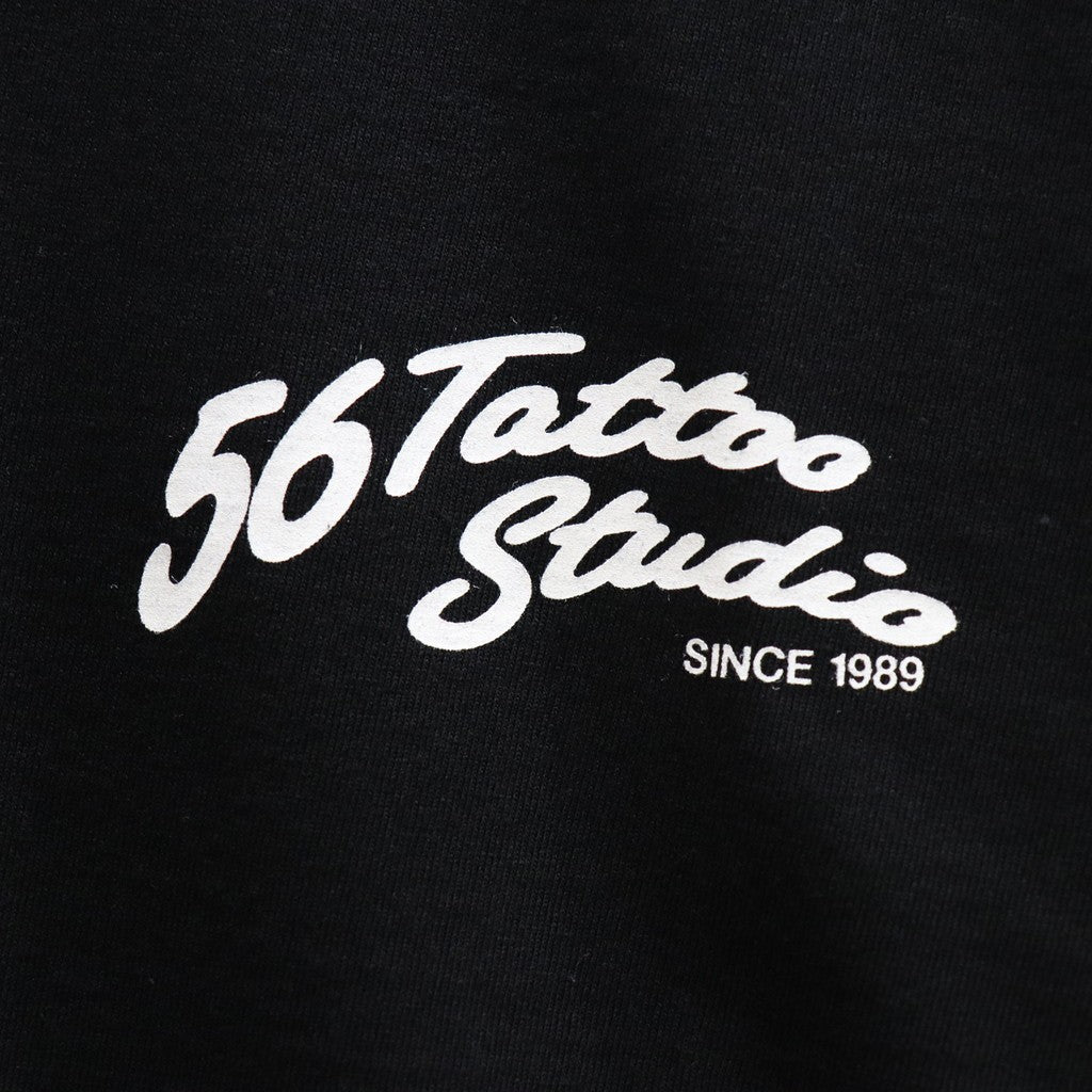 56 TATTOO STUDIO | WASHED HEAVY WEIGHT CREW NECK LONG SLEEVE T-SHIRT #BLACK [56TS-WM-LT03]