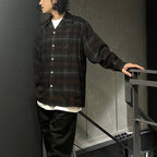 OMBRE CHECK OPEN COLLAR SHIRT L/S ( TYPE-3 ) #BROWN [24FW-WMS-OC03]