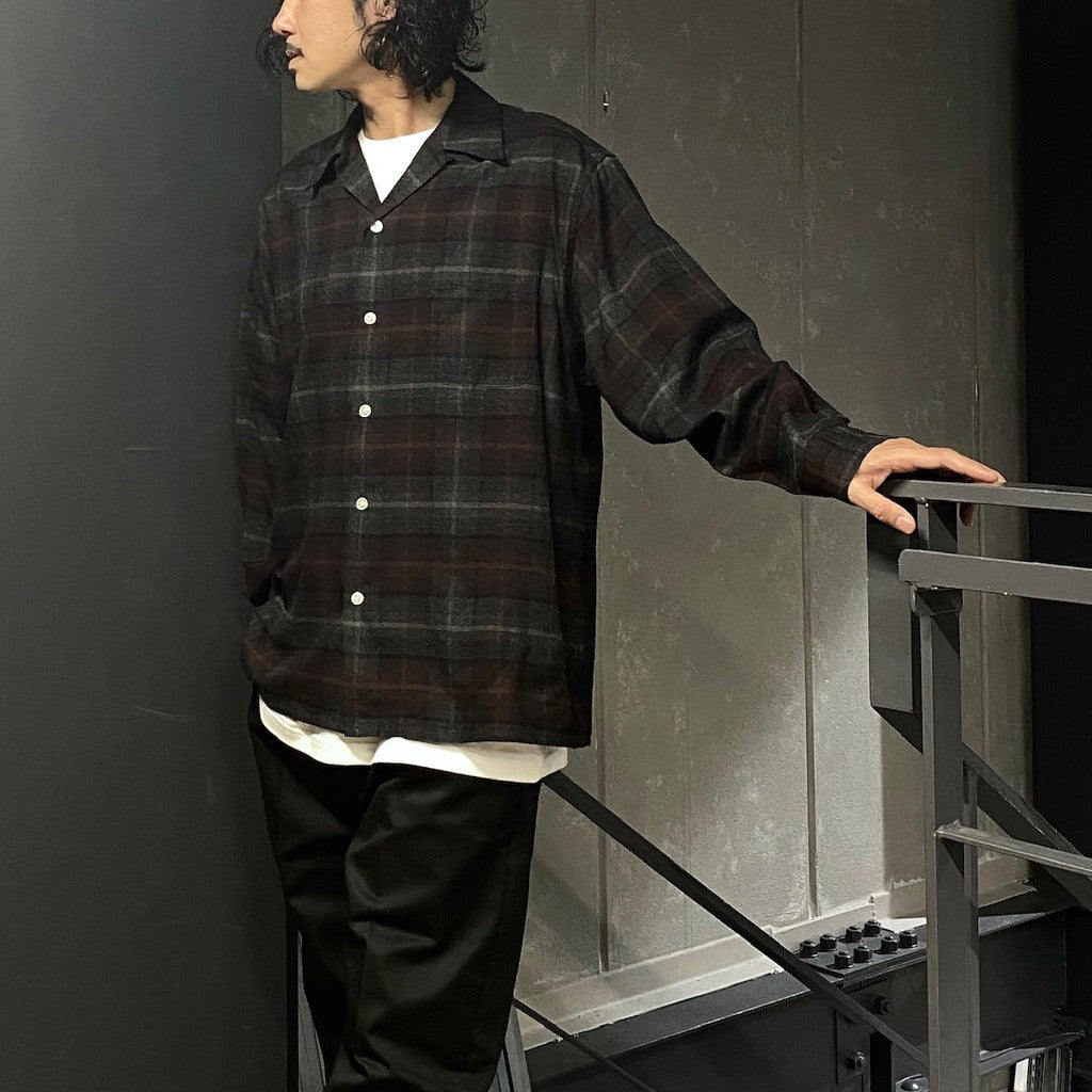OMBRE CHECK OPEN COLLAR SHIRT L/S ( TYPE-3 ) #BROWN [24FW-WMS-OC03]