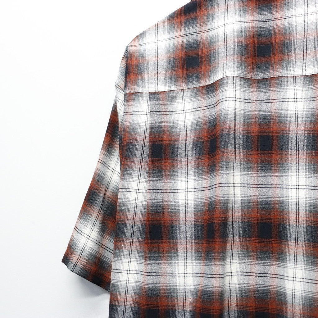 OMBRE CHECK OPEN COLLAR SHIRT S/S ( TYPE-2 ) #BROWN [26SS-WMS-OC10]