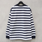 TECH DRAWSTRING BORDER L/S TEE #WHITE/NAVY [BE-33024]