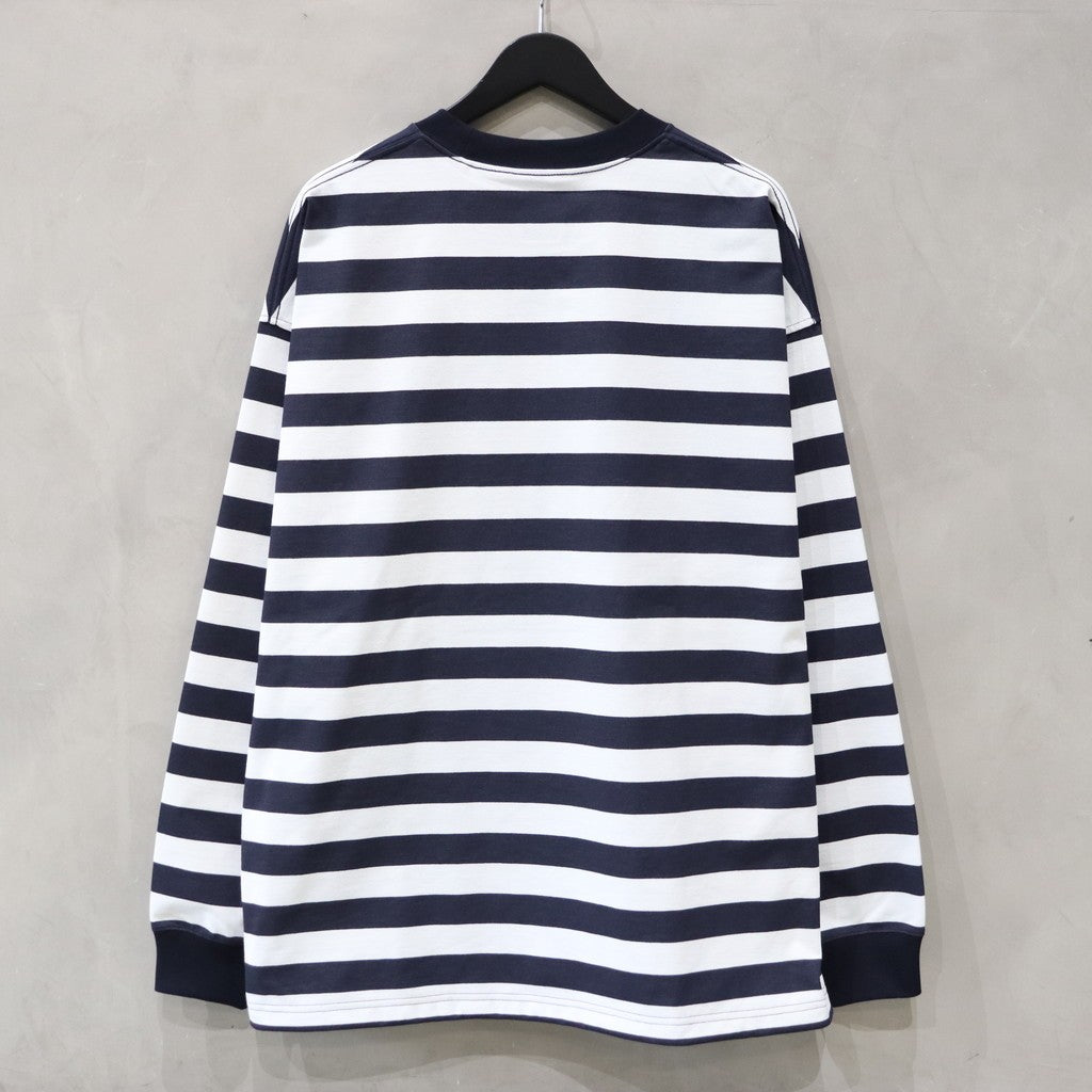 TECH DRAWSTRING BORDER L/S TEE #WHITE/NAVY [BE-33024]