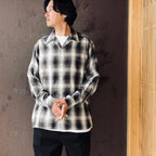 OMBRE CHECK OPEN COLLAR SHIRT L/S ( TYPE-2 ) #BROWN [26FWE-WMS-OC02]
