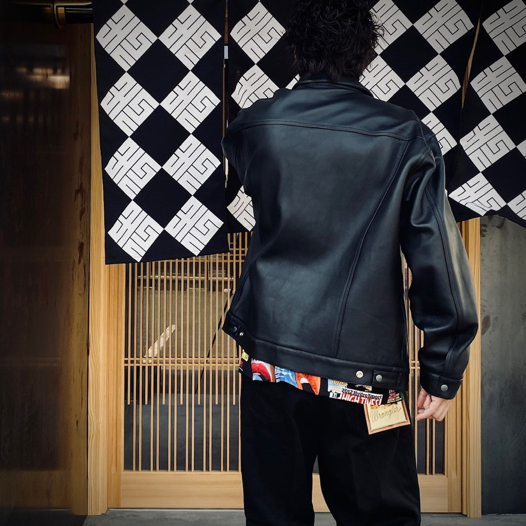 LEATHER TRUCKER JACKET ( TYPE-2 ) #BLACK [25FWE-WMO-BL02]