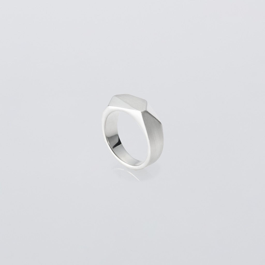 Pentagon Ring with Hair Line #SILVER [XOR122]