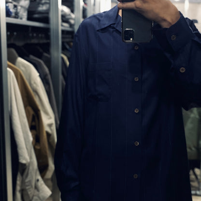 KASURI OPEN COLLAR SHIRT L/S #NAVY [23FW-WMS-OC07]