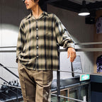 OMBRE CHECK OPEN COLLAR SHIRT L/S -TYPE 4- #GREEN [23FW-WMS-OC04]
