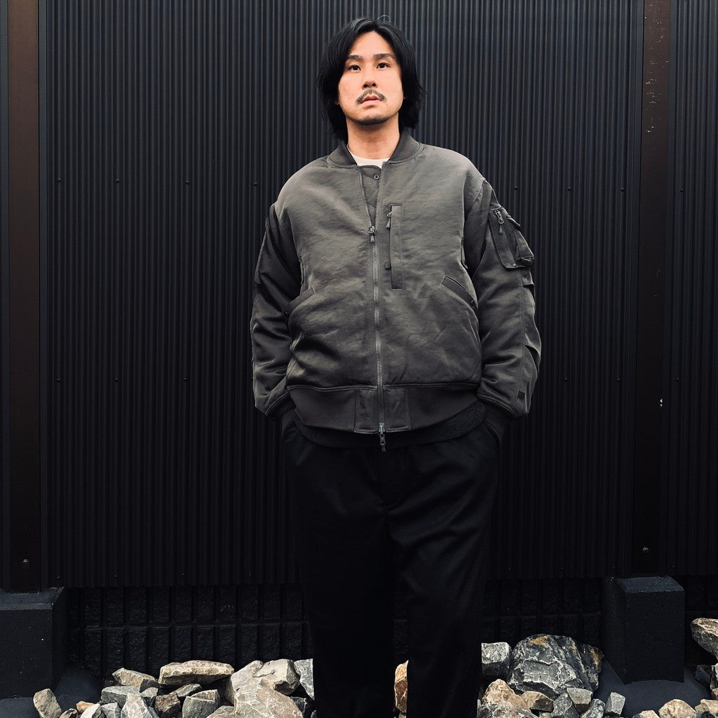 TECH REVERSIBLE MA-1 DOWN JACKET #CHARCOAL x OLIVE [BW-40026W]