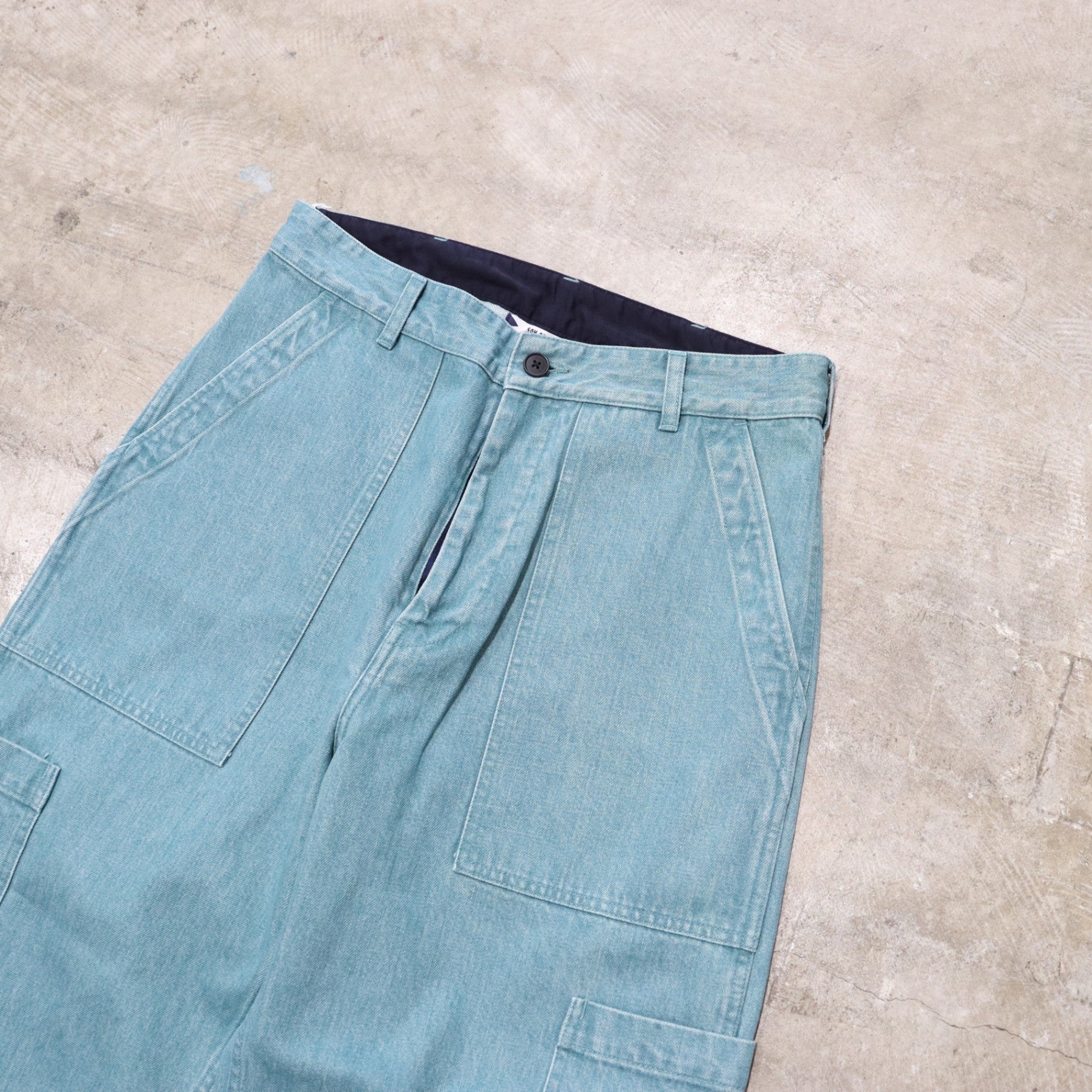 水洗牛仔六口袋工裝褲 #綠色 [SC2420-PN06]