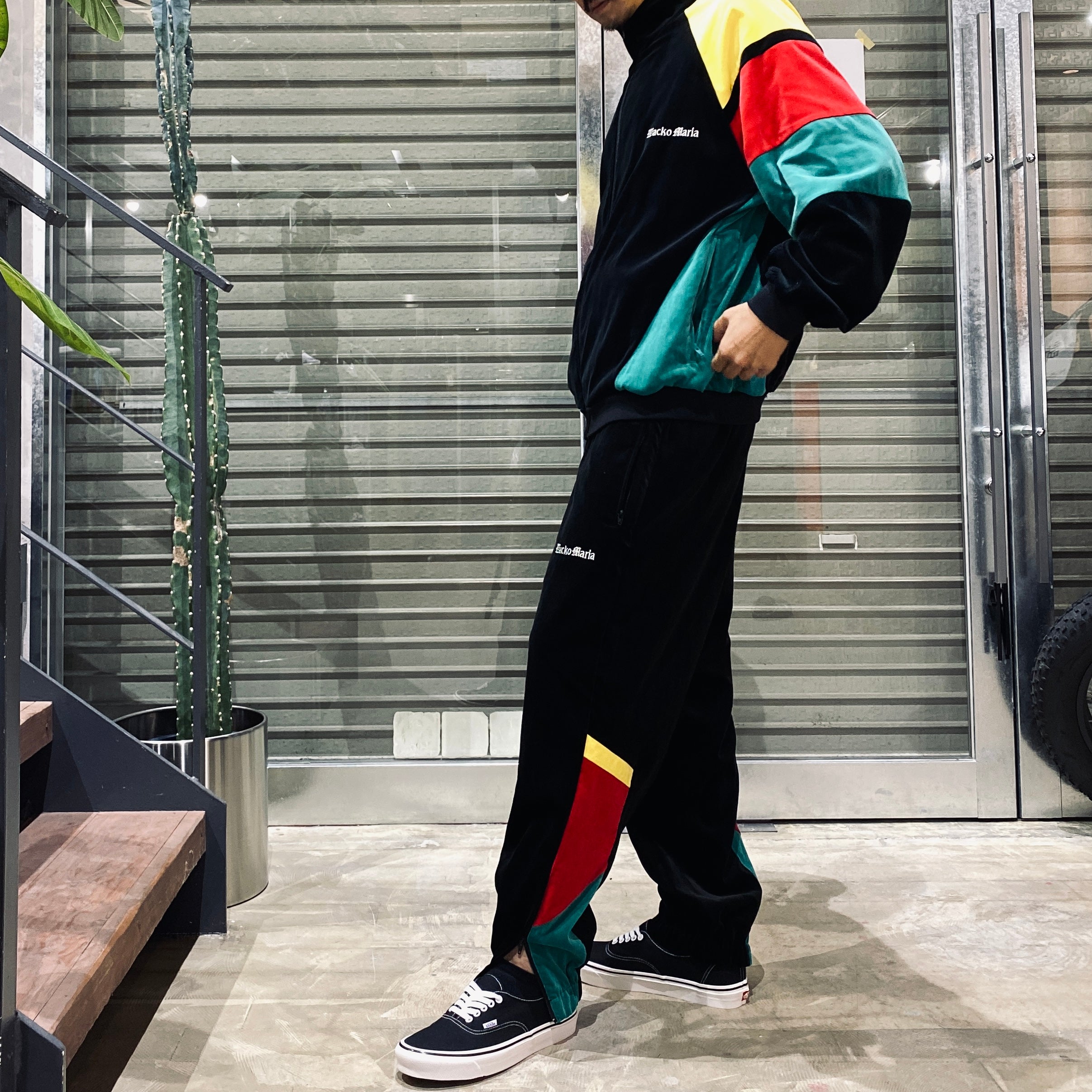 平絨運動褲#黑/綠 [23FW-WMO-TP06]