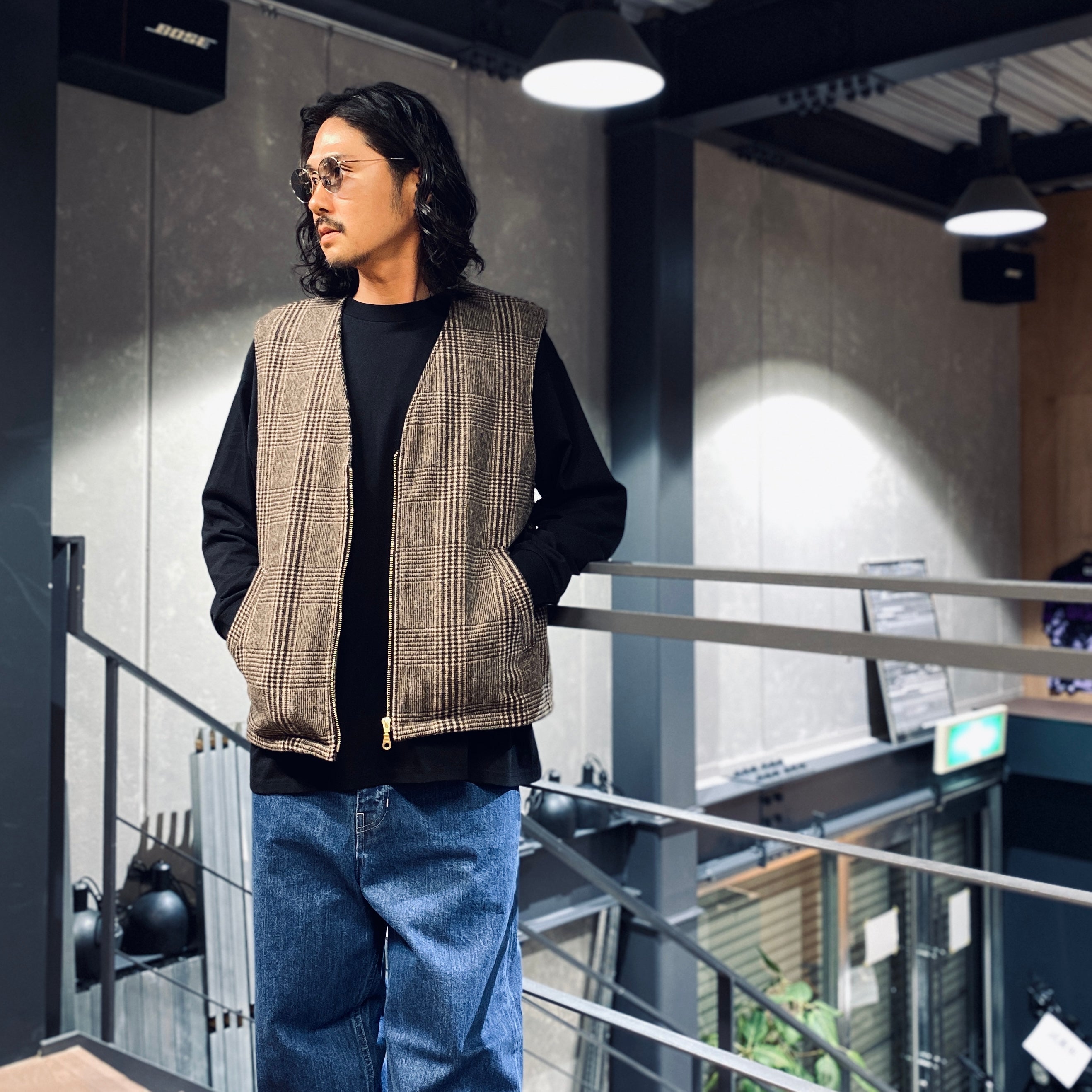 CHECK WOOL VEST #BLACK [SC2320-JK08]