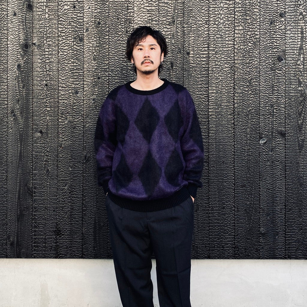 DIAMOND MOHAIR CREW NECK SWEATER #PURPLE [23FW-WMK-KN18]