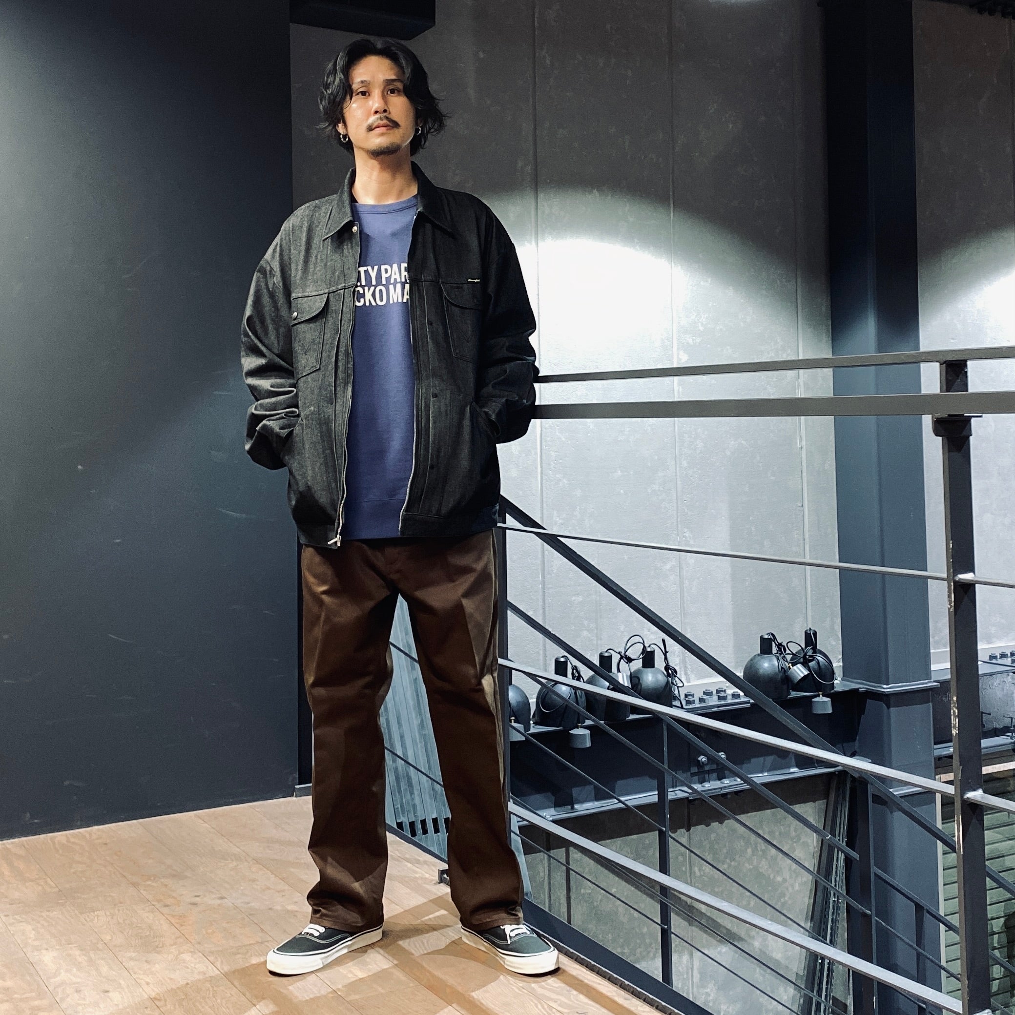 HEAVY WEIGHT CREW NECK SWEAT SHIRT #NAVY [23FWE-WMC-SS04]