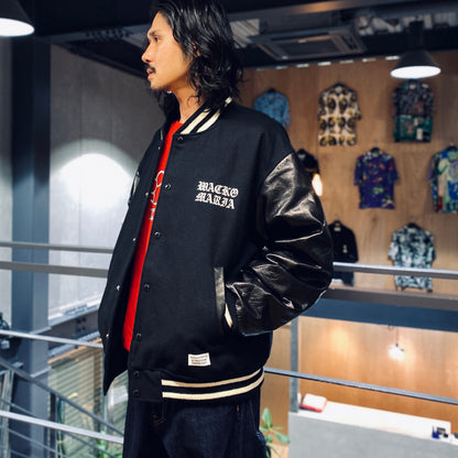 LEATHER VARSITY JACKET -B- -TYPE 2- #BLACK [23FW-WMO-BL07]