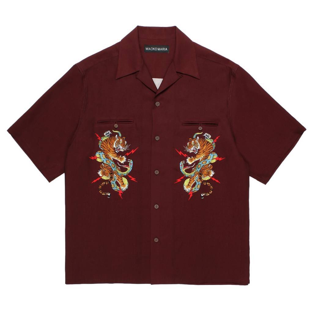 TIM LEHI | HAWAIIAN SHIRT S/S ( TYPE-1 ) #BURGUNDY [26SSE-WMS-HI01]
