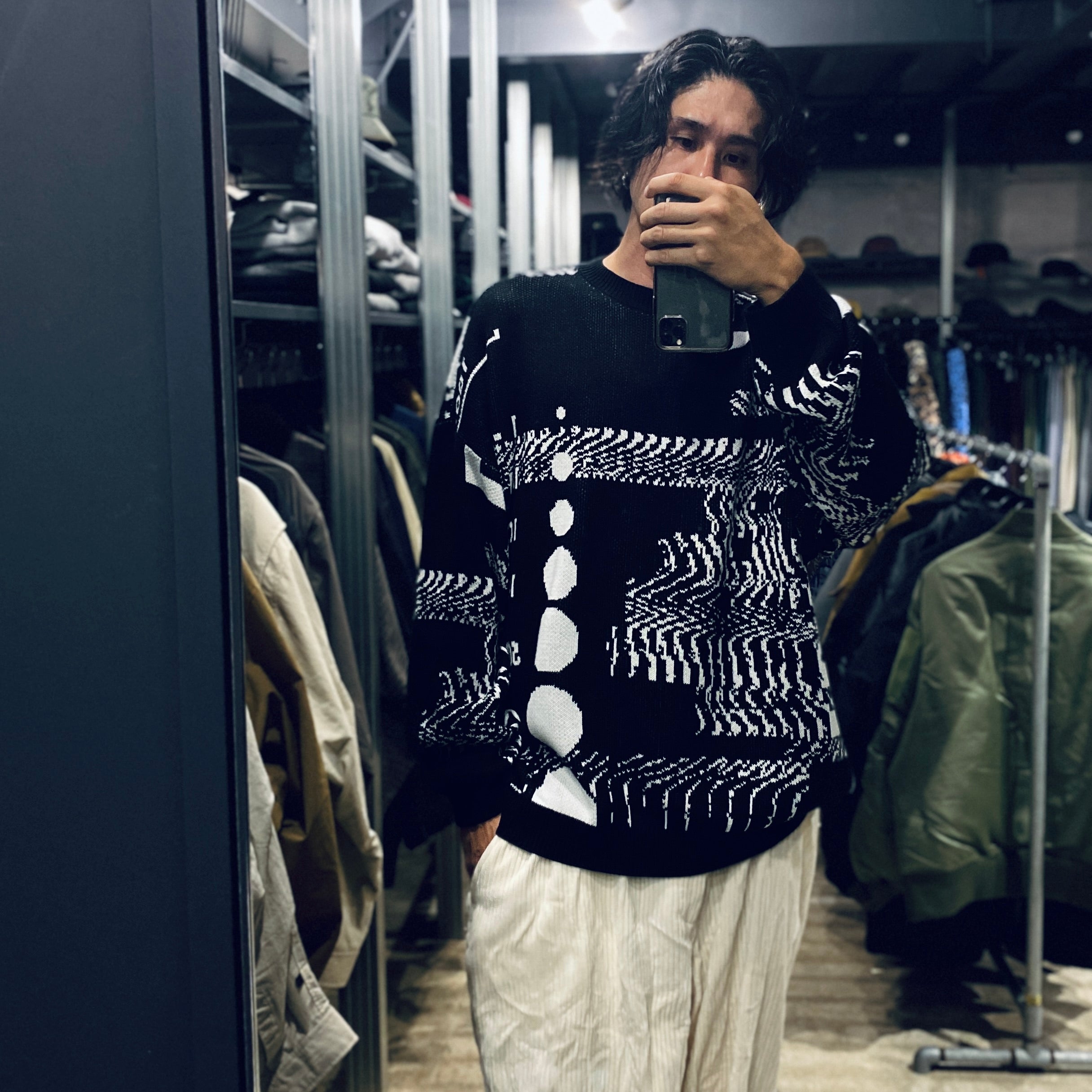 COVID-19 KNIT SWEATER #BLACK [FW23-KN02]