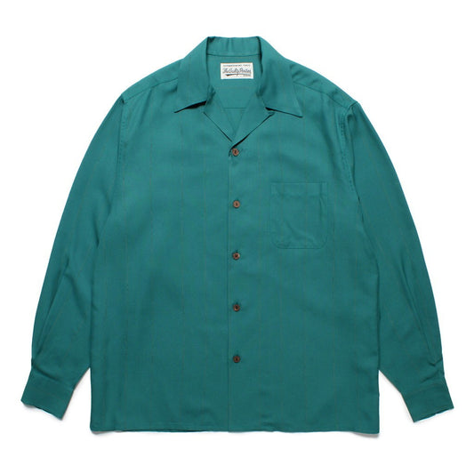 KASURI OPEN COLLAR SHIRT L/S #GREEN [25SSE-WMS-OC03]