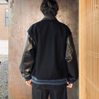 LEATHER VARSITY JACKET ( TYPE-1 ) #BLACK [26SS-WMO-BL05]