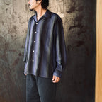 STRIPED OPEN COLLAR SHIRT L/S #PURPLE [25FW-WMS-OC07]