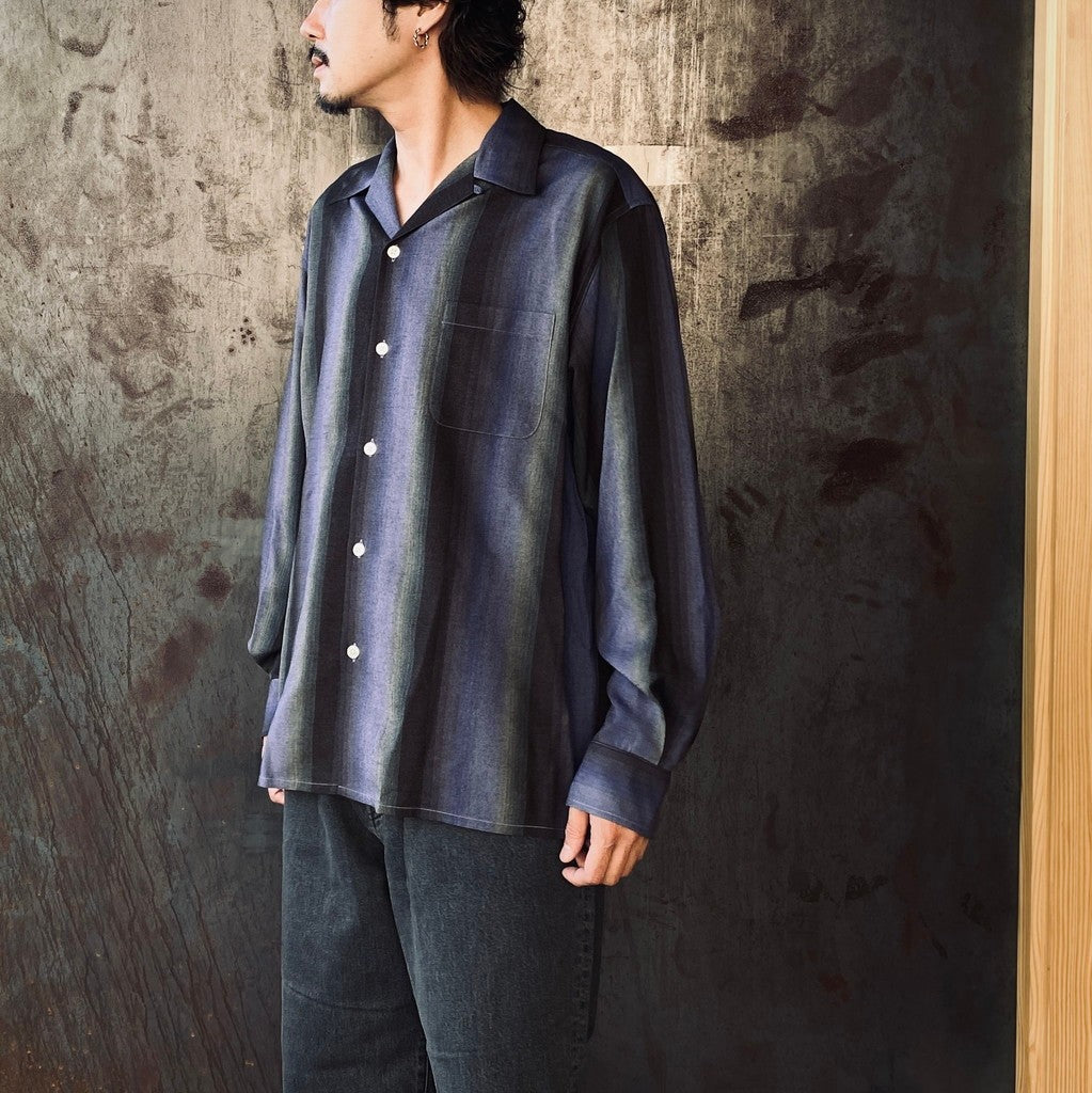 STRIPED OPEN COLLAR SHIRT L/S #PURPLE [25FW-WMS-OC07]
