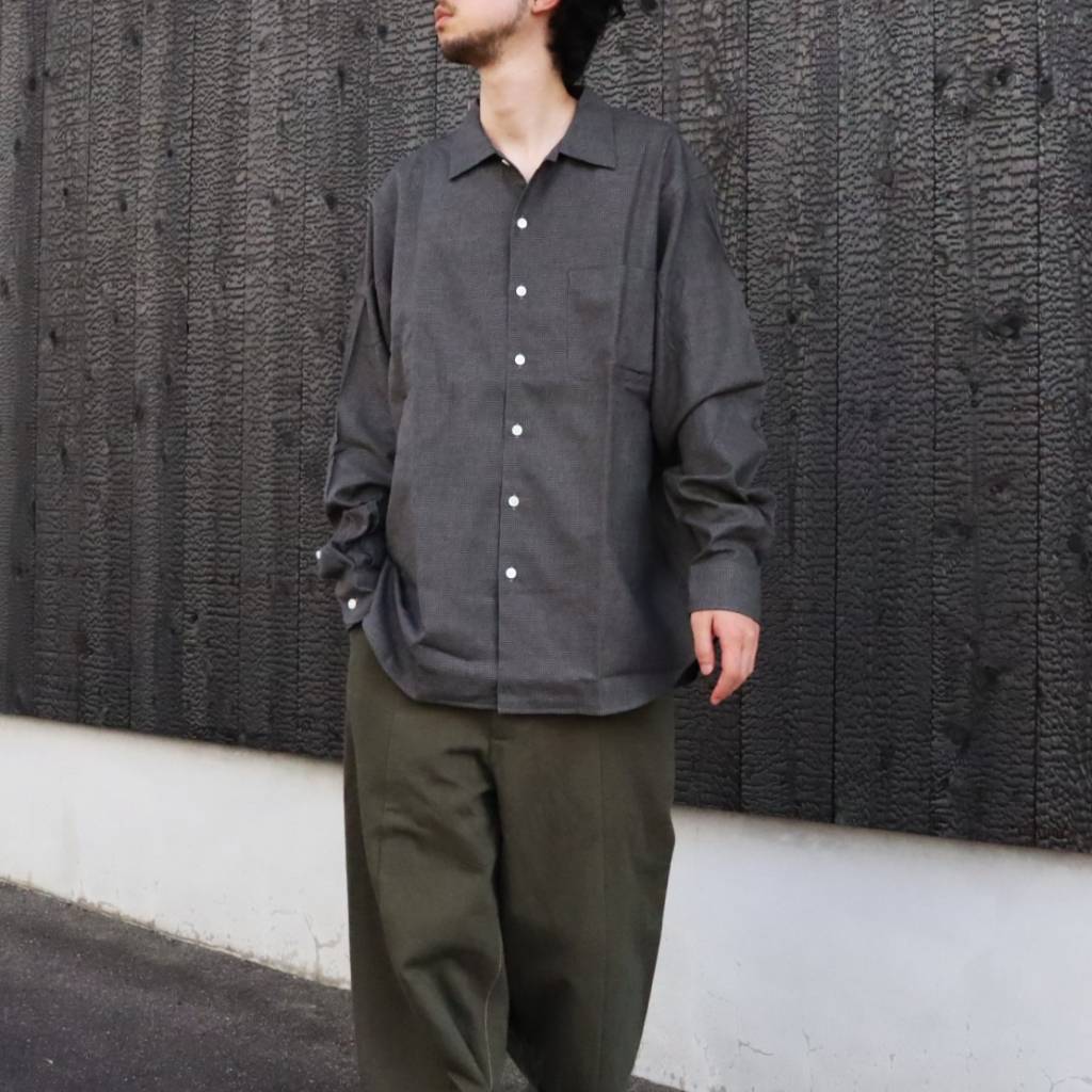 Micro Plaid Open Collar Shirt #Grey [SD26F-SH02]