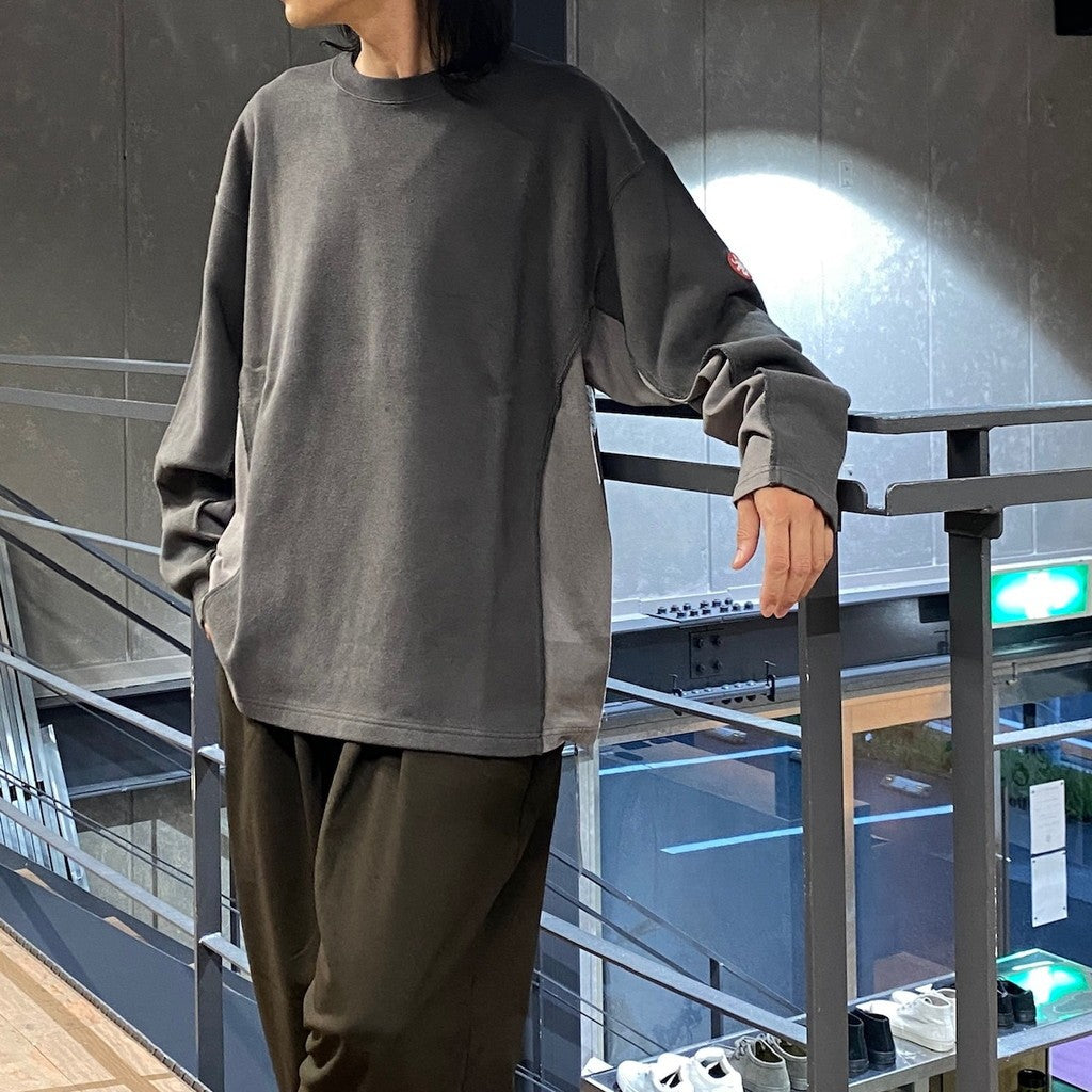 SIDE SEAM DBL KNIT LONG SLEEVE #CHARCOAL [CES26CS24]