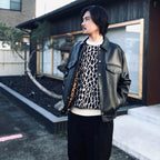 LEOPARD MOHAIR JACQUARD CREW NECK SWEATER #WHITE [26FW-WMK-KN16]