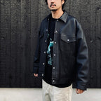 LEATHER TRUCKER JACKET ( TYPE-2 ) #BLACK [25FWE-WMO-BL02]