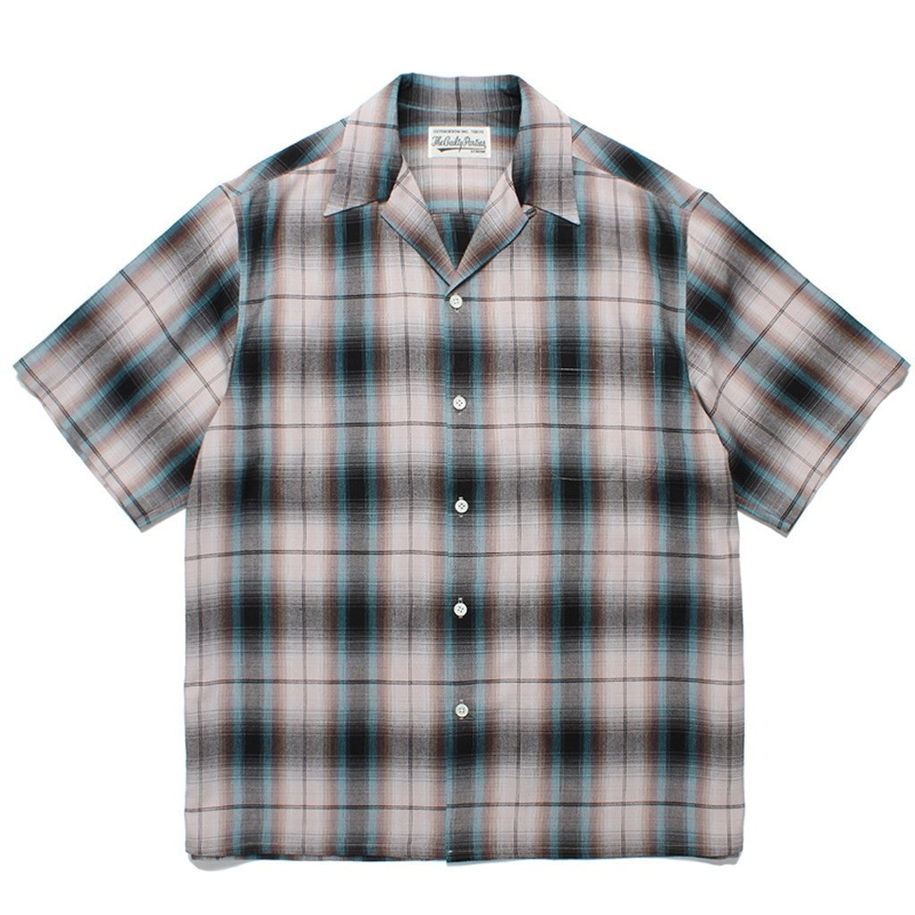 OMBRE CHECK OPEN COLLAR SHIRT S/S -TYPE 2- #BROWN [24SS-WMS-OC11]