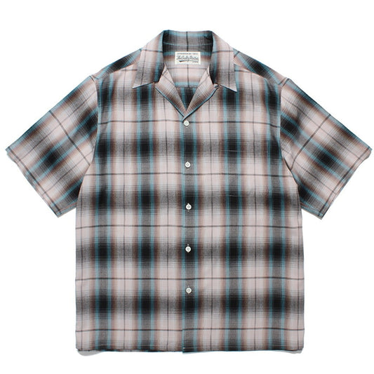 wt_OMBRE CHECK OPEN COLLAR SHIRT S/S -TYPE 2- #BROWN [24SS-WMS-OC11]
