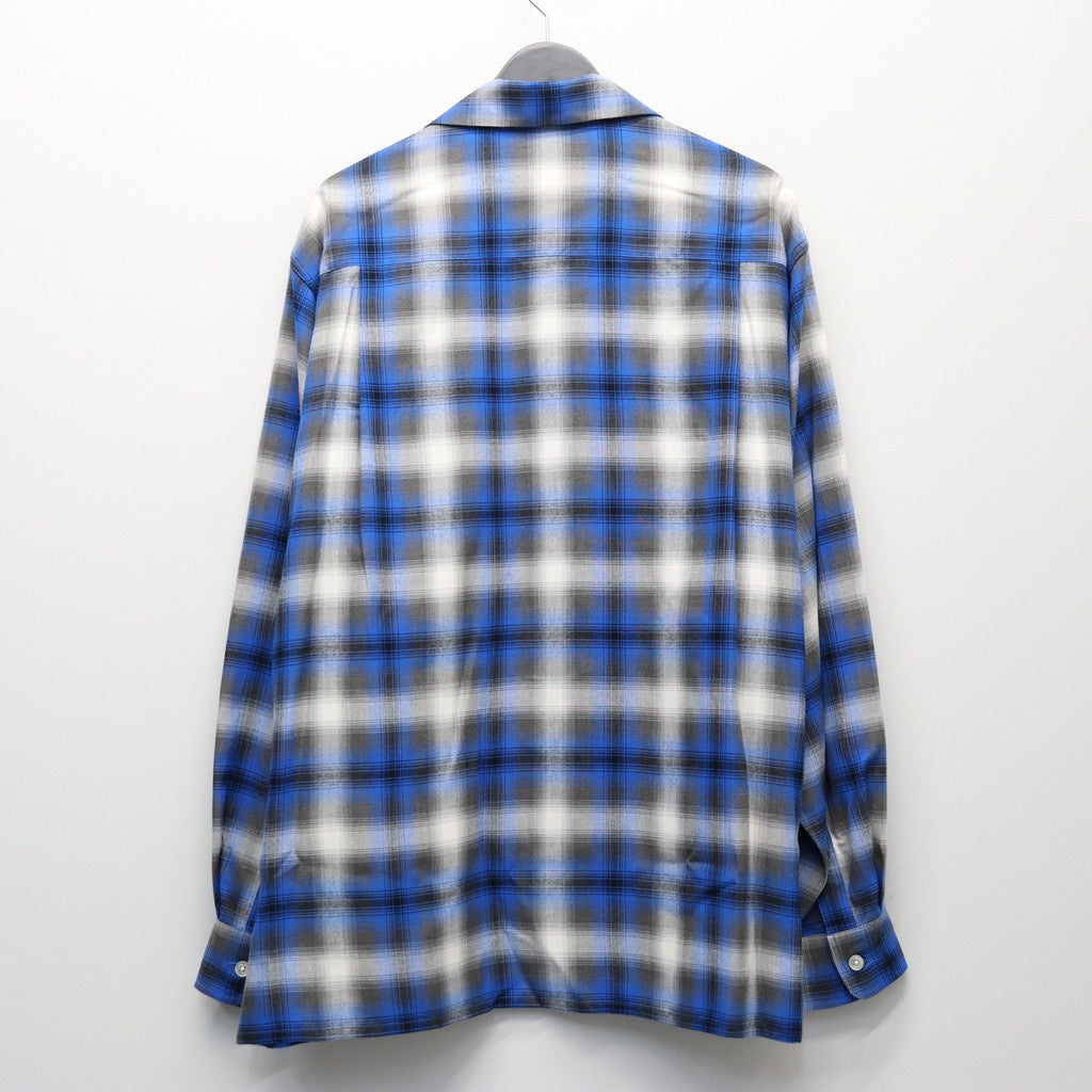 OMBRE CHECK OPEN COLLAR SHIRT L/S ( TYPE-1 ) #BLUE [25FW-WMS-OC05]