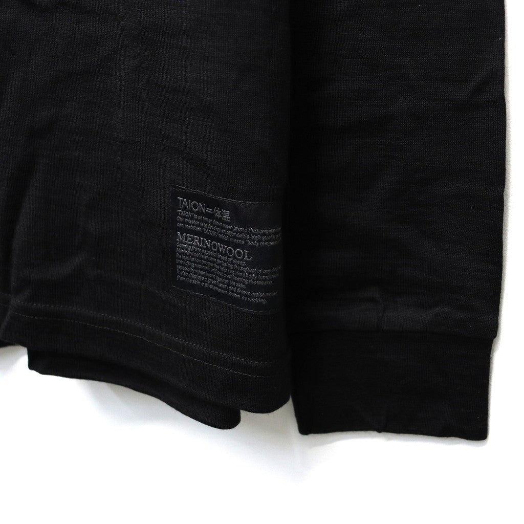MERINO WOOL UNDER WEAR LONG T-SHIRT (LONG SLEEVE) #BLACK [TAION-U03MWMT]