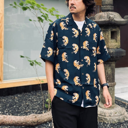 TIM LEHI | HAWAIIAN SHIRT S/S ( TYPE-2 ) #NAVY [26SS-WMS-HI04]