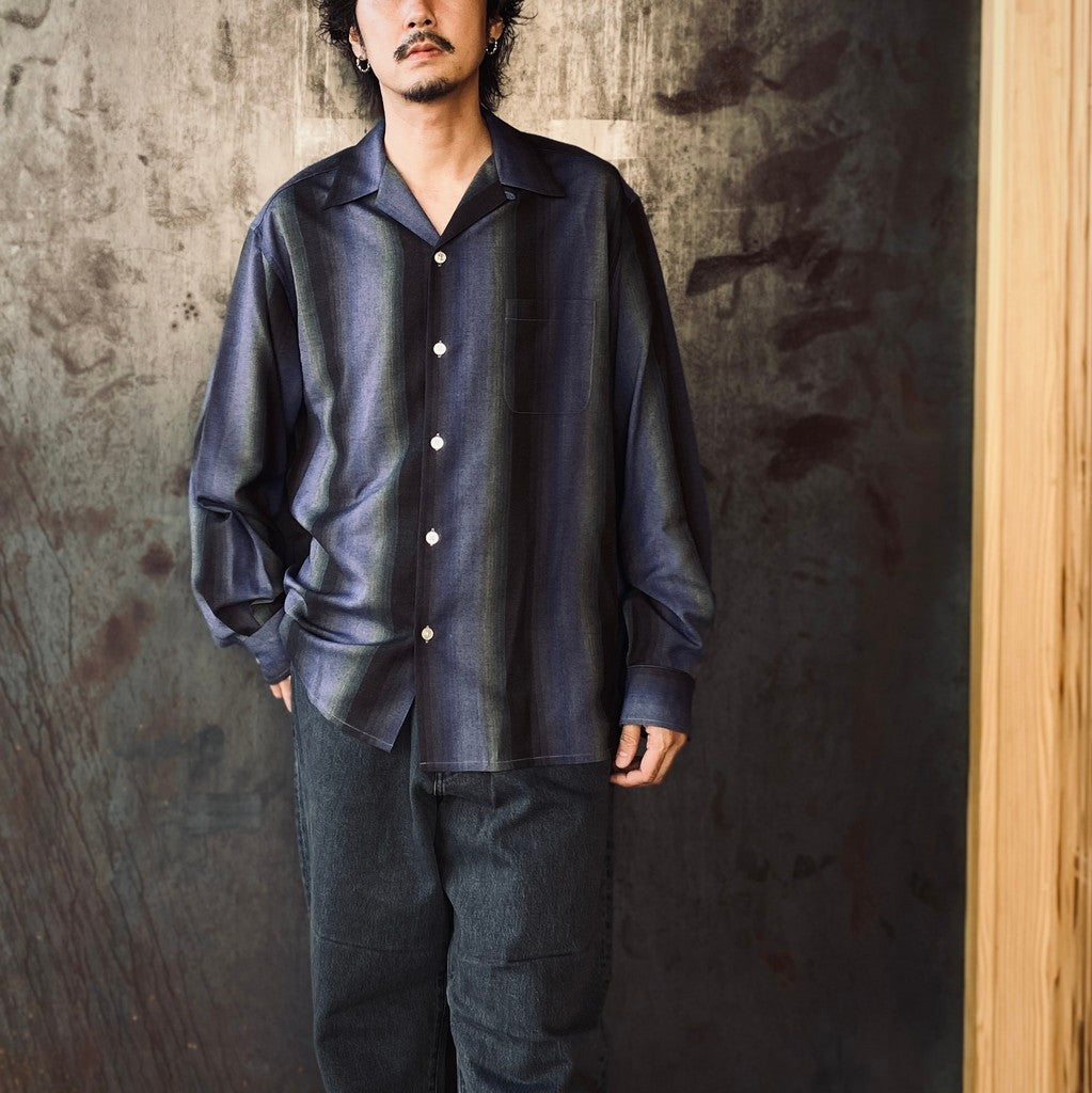 STRIPED OPEN COLLAR SHIRT L/S #PURPLE [25FW-WMS-OC07] – cocorozashi