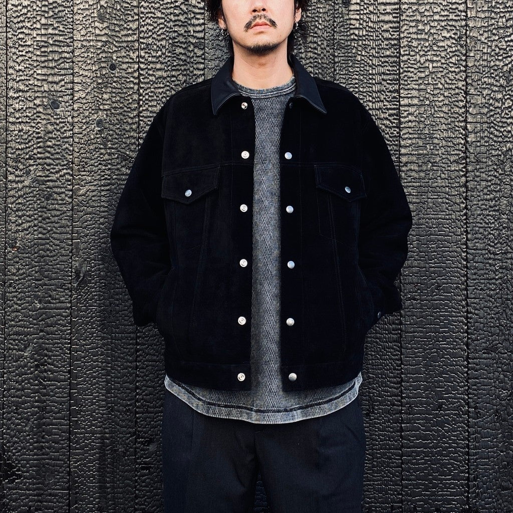 SUEDE LEATHER TRUCKER JACKET #BLACK [24FW-WMO-BL08]