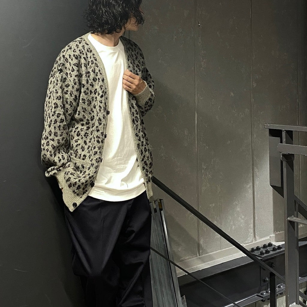 LEOPARD MOHAIR CARDIGAN #GRAY [24FW-WMK-KN12]