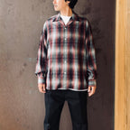 OMBRE CHECK OPEN COLLAR SHIRT L/S ( TYPE-1 ) #RED [26FWE-WMS-OC01]