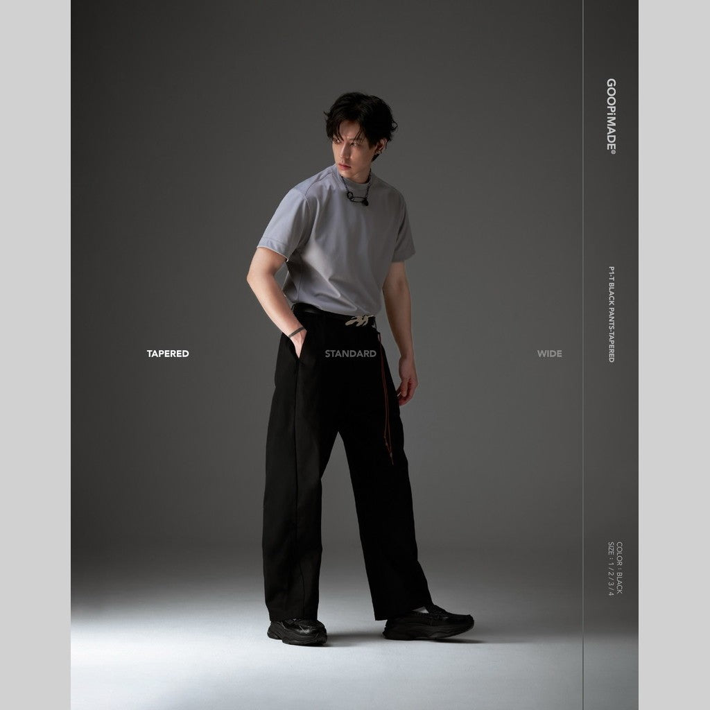 P1-T Black Pants-Tapered #Black [GOOPI-26SS-JUL-03]