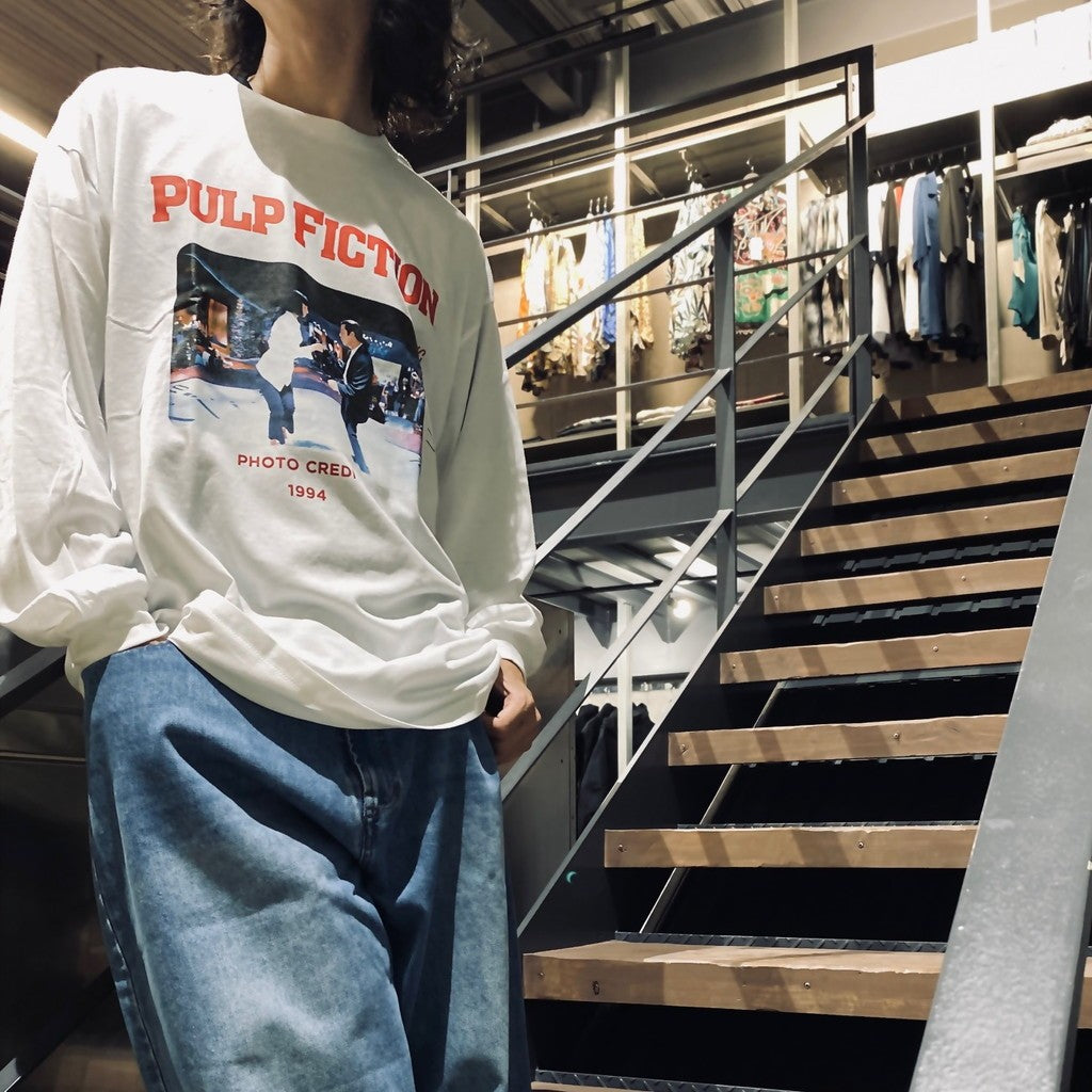 PULP FICTION | CREW NECK LONG SLEEVE T-SHIRT ( TYPE-1 ) #WHITE [PF-WM-LT01]