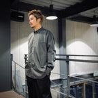 TECH REGULAR STRIPE SHIRT L/S #CHARCOAL [BE-81025]