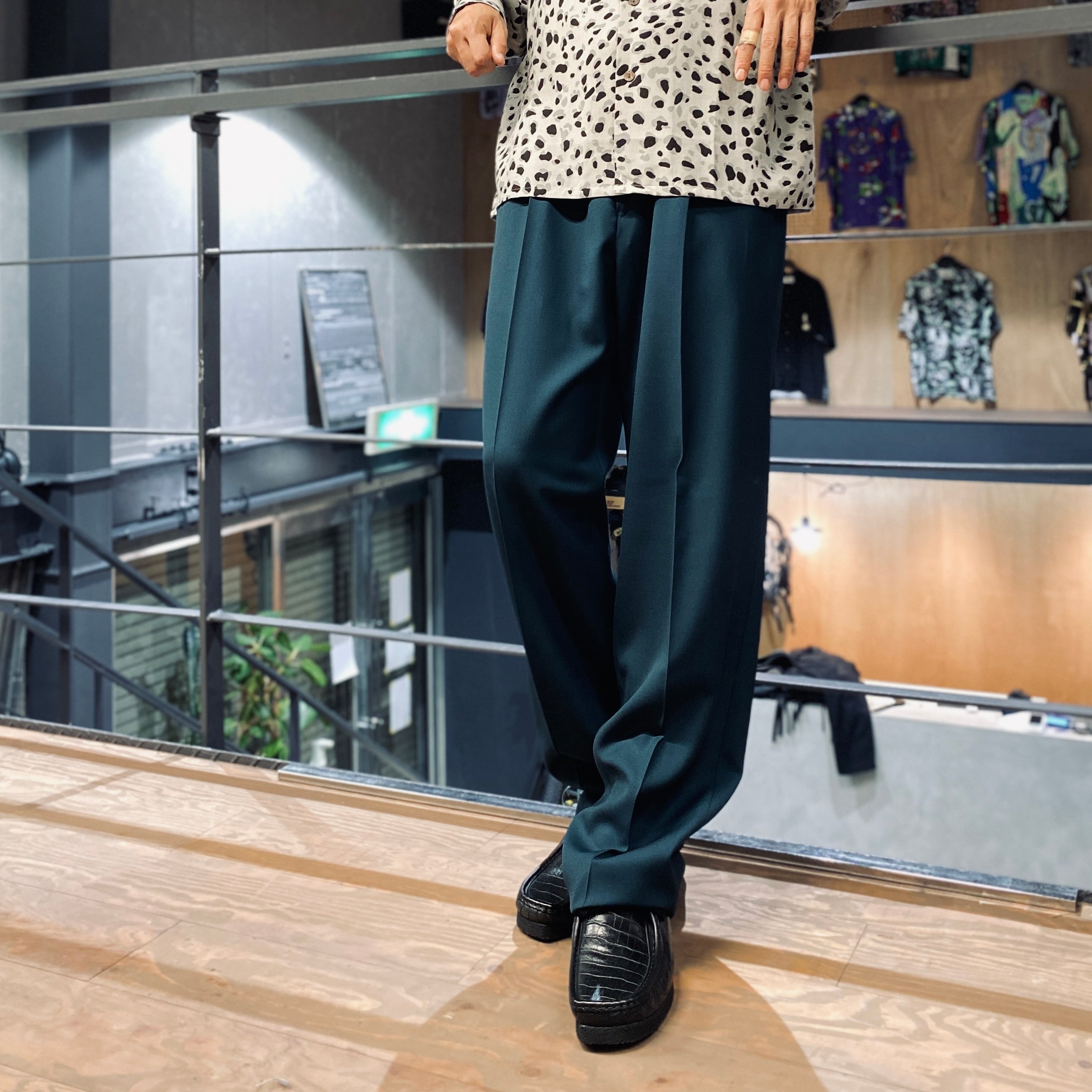 DOUBLE PLEATED TROUSERS #D-TURQUOISE [23FW-WMP-TR18]