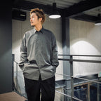 TECH REGULAR STRIPE SHIRT L/S #CHARCOAL [BE-81025]