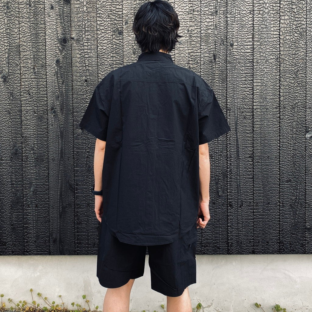 HIDDEN POCKET HALF SLEEVE SHIRTS CN #BLACK [HOD26-01-ST005]