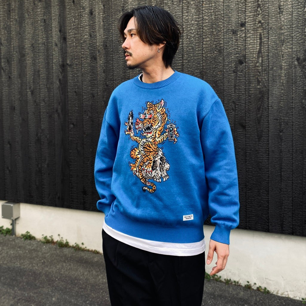 TIM LEHI | JACQUARD SWEATER #BLUE [26SS-WMK-KN07] - cocorozashi